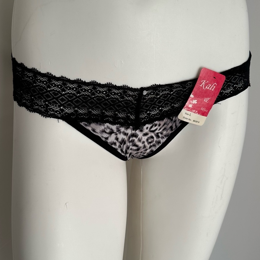 Kali and Wins animal print nylon thong panties